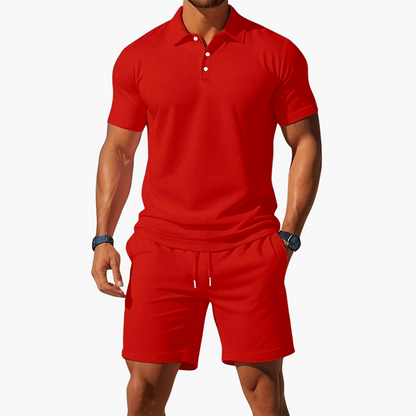 Men's Casual Polo Shirt and Shorts Co-Ord Set