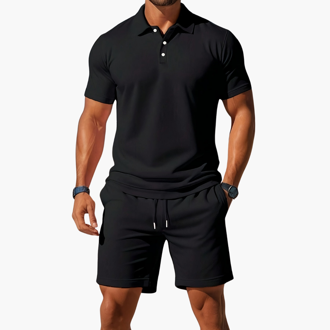 Men's Casual Polo Shirt and Shorts Co-Ord Set