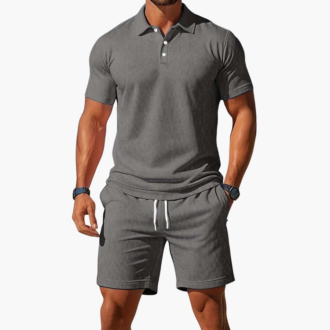 Men's Casual Polo Shirt and Shorts Co-Ord Set