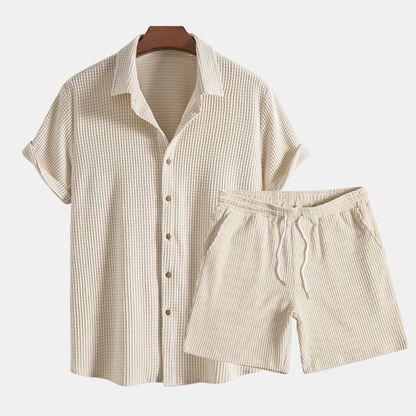 Men's Casual Short-Sleeve Shirt and Shorts Two-Piece Outfit