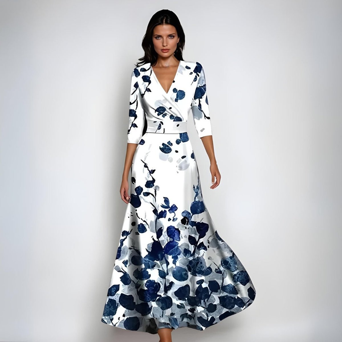 Floral Printed Wrap-Style Maxi Dress for Mother of the Bride