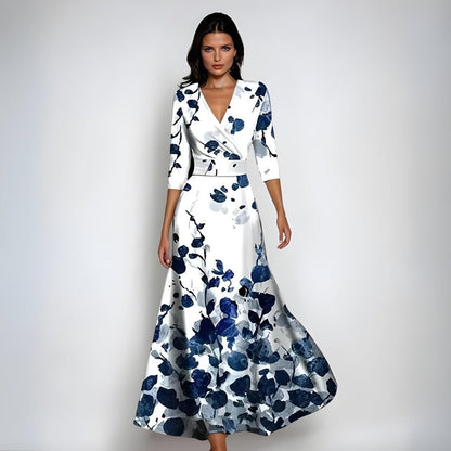 Floral Printed Wrap-Style Maxi Dress for Mother of the Bride