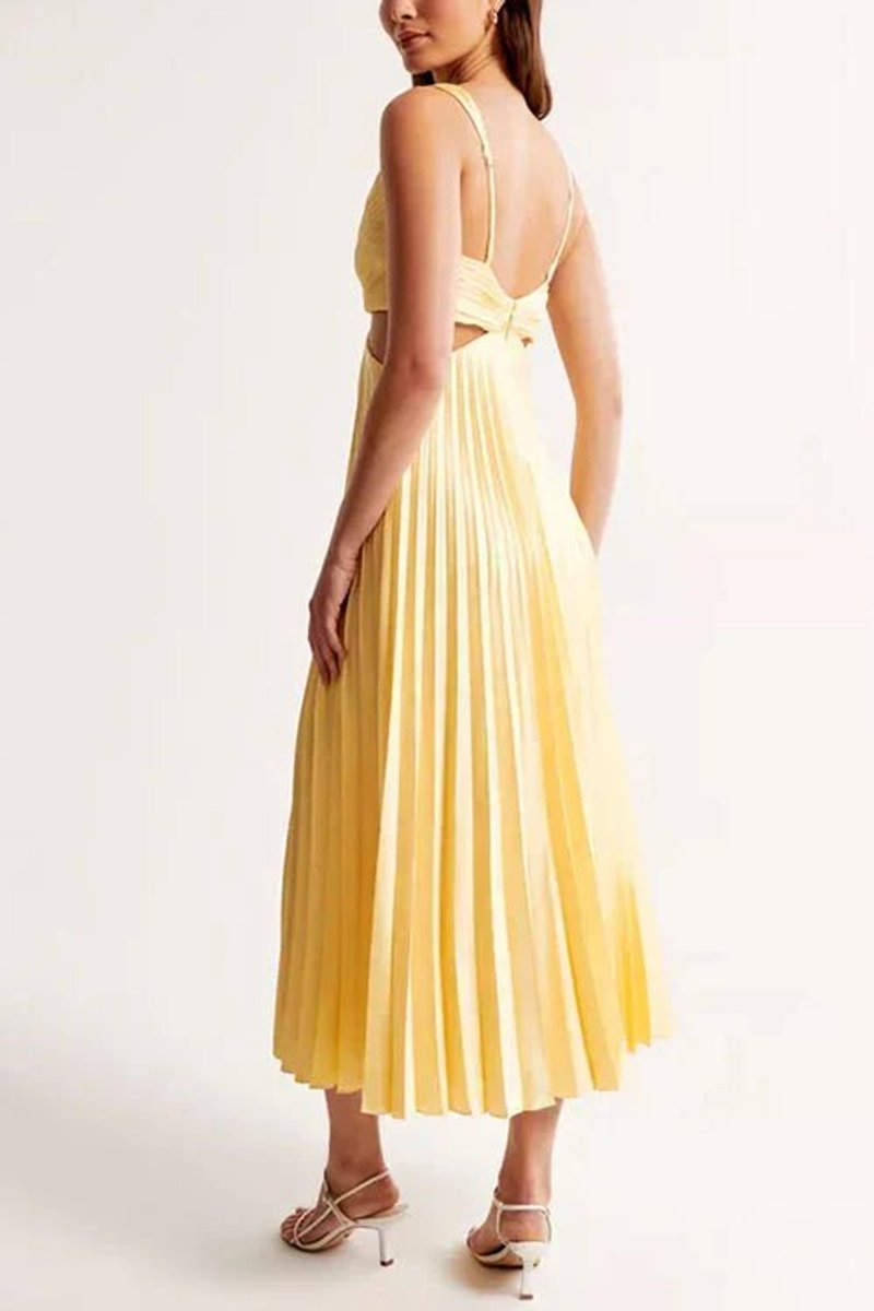 V-Neck Pleated Maxi Mother of the Bride Dress, Sleeveless