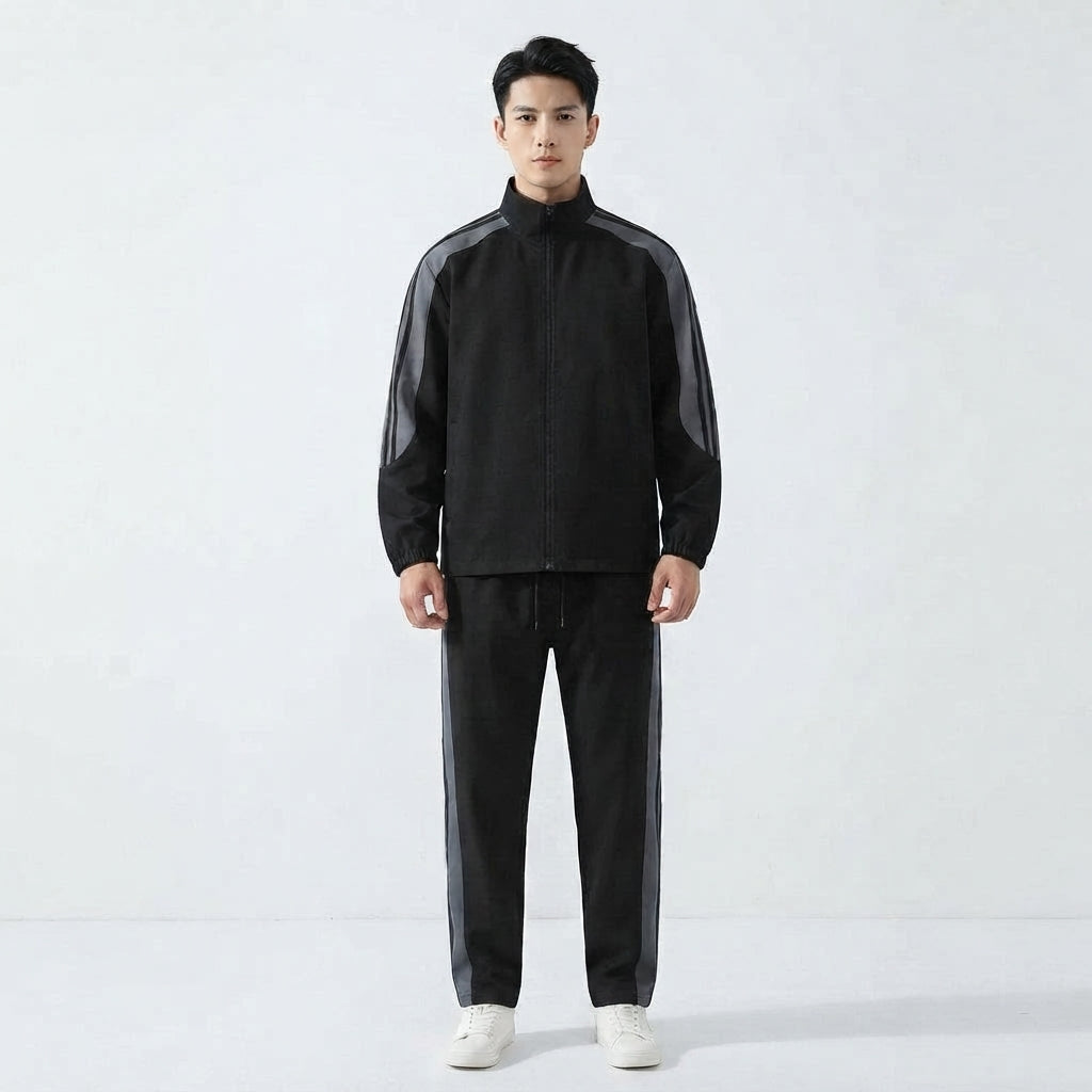 Men's Tracksuit Set with Zip-Up Jacket and Joggers