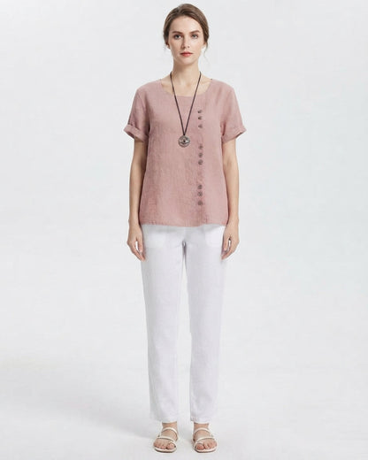 Women's Button-Accent Casual Summer Blouse