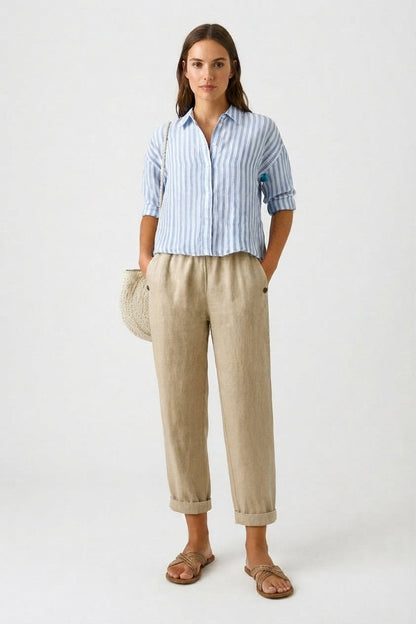 Women's Casual Cuffed Trousers with Pockets