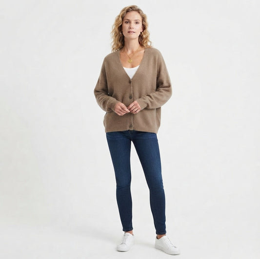 Women's Button-Down V-Neck Cardigan