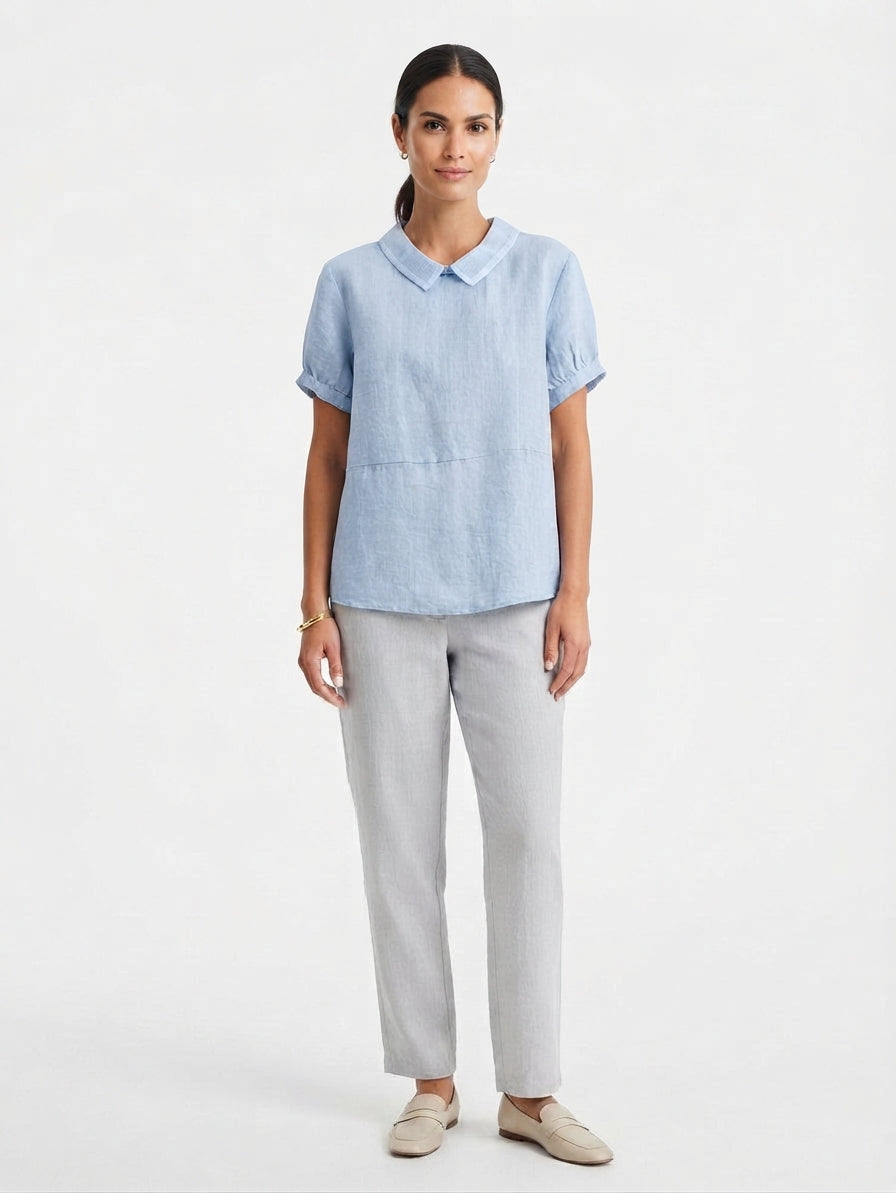 Women's Peter Pan Collar Linen Blouse