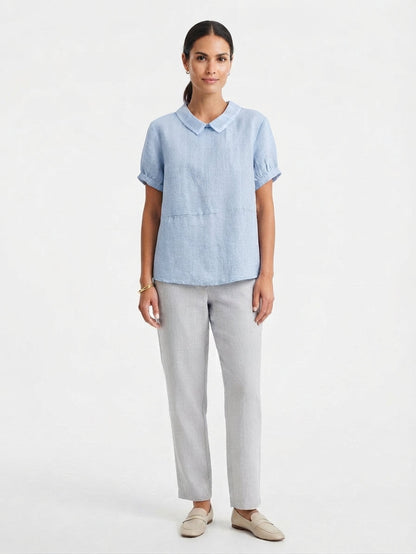 Women's Peter Pan Collar Linen Blouse