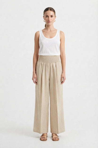 Women's Pleated High-Rise Palazzo Trousers
