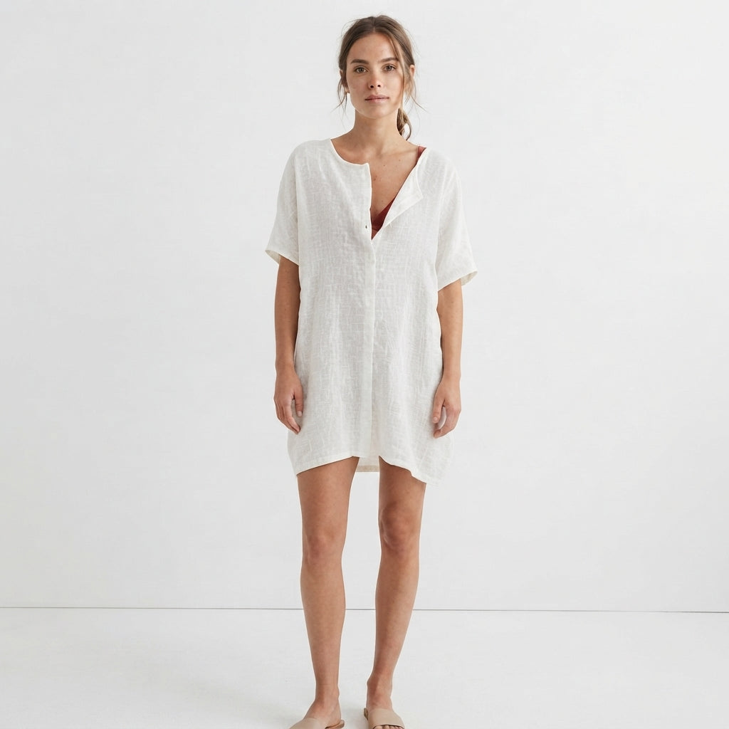 Women's Button-Front Loose Beach Cover-Up Shorts