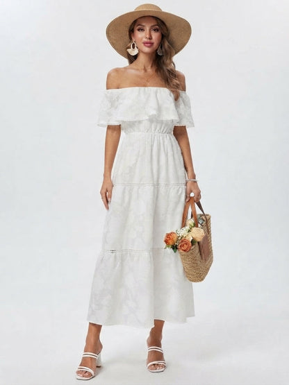 Women's Off-the-Shoulder Tiered Wedding Guest Maxi Dress