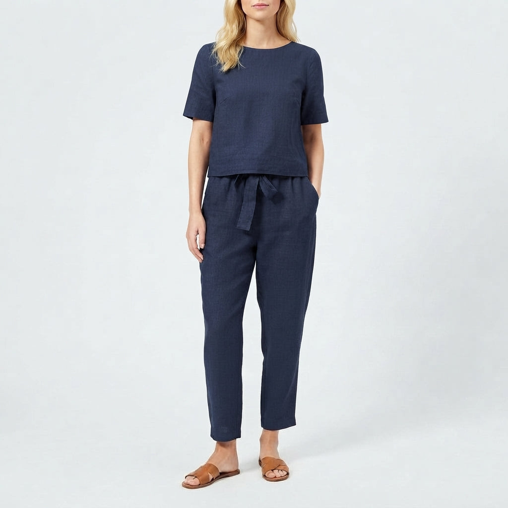 Women's Relaxed Belted Two-Piece Set