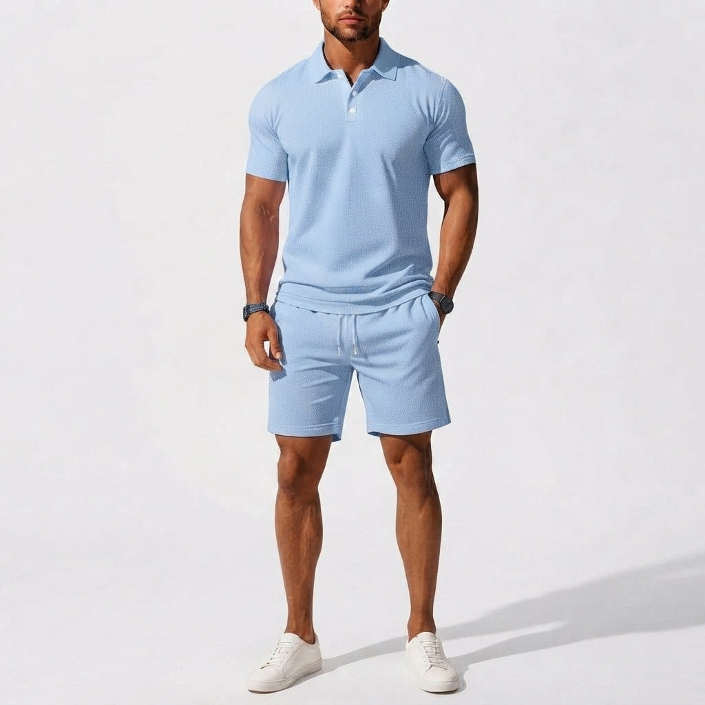 Men's Casual Polo Shirt and Shorts Co-Ord Set