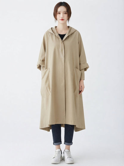 Oversized Hooded Outerwear Coat with Pockets