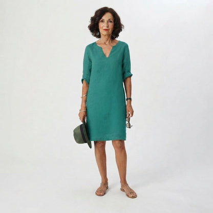Women's Plain V-Neck Knee-Length Dress