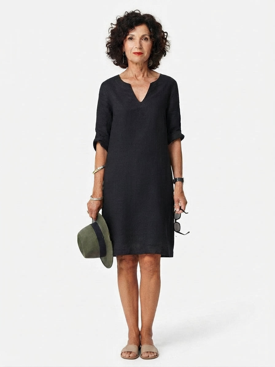 Women's Sophisticated Neckline Detail Midi Dress