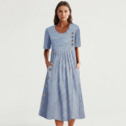 Women's Short-Sleeve Button-Accent Dress