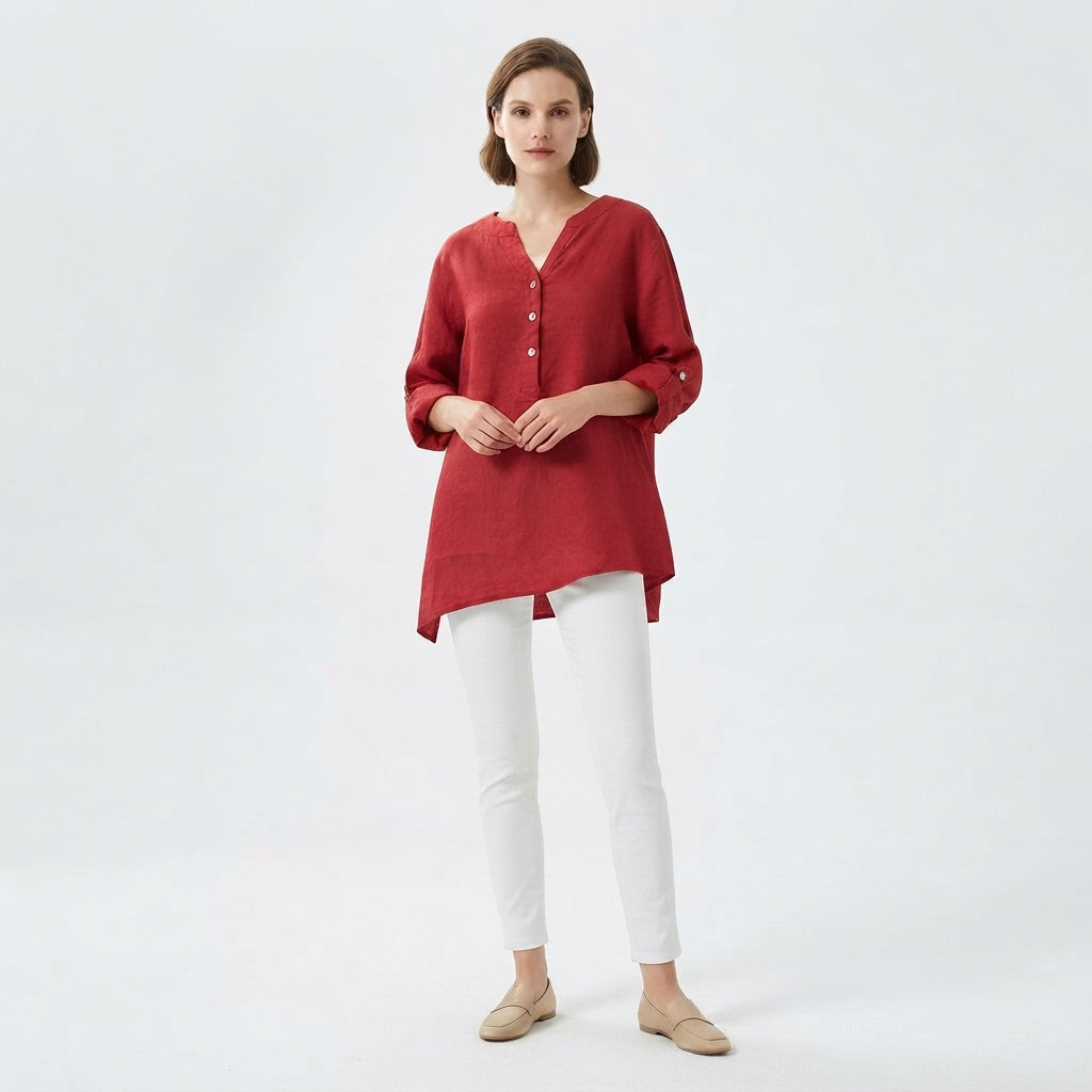 Women's Loose Button-Front Casual Shirt