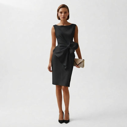 Women's Bow-Accent Sophisticated Midi Dress