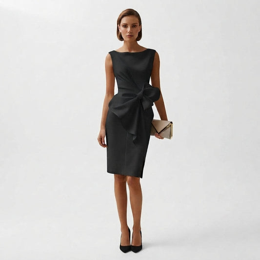Women's Bow-Accent Sophisticated Midi Dress