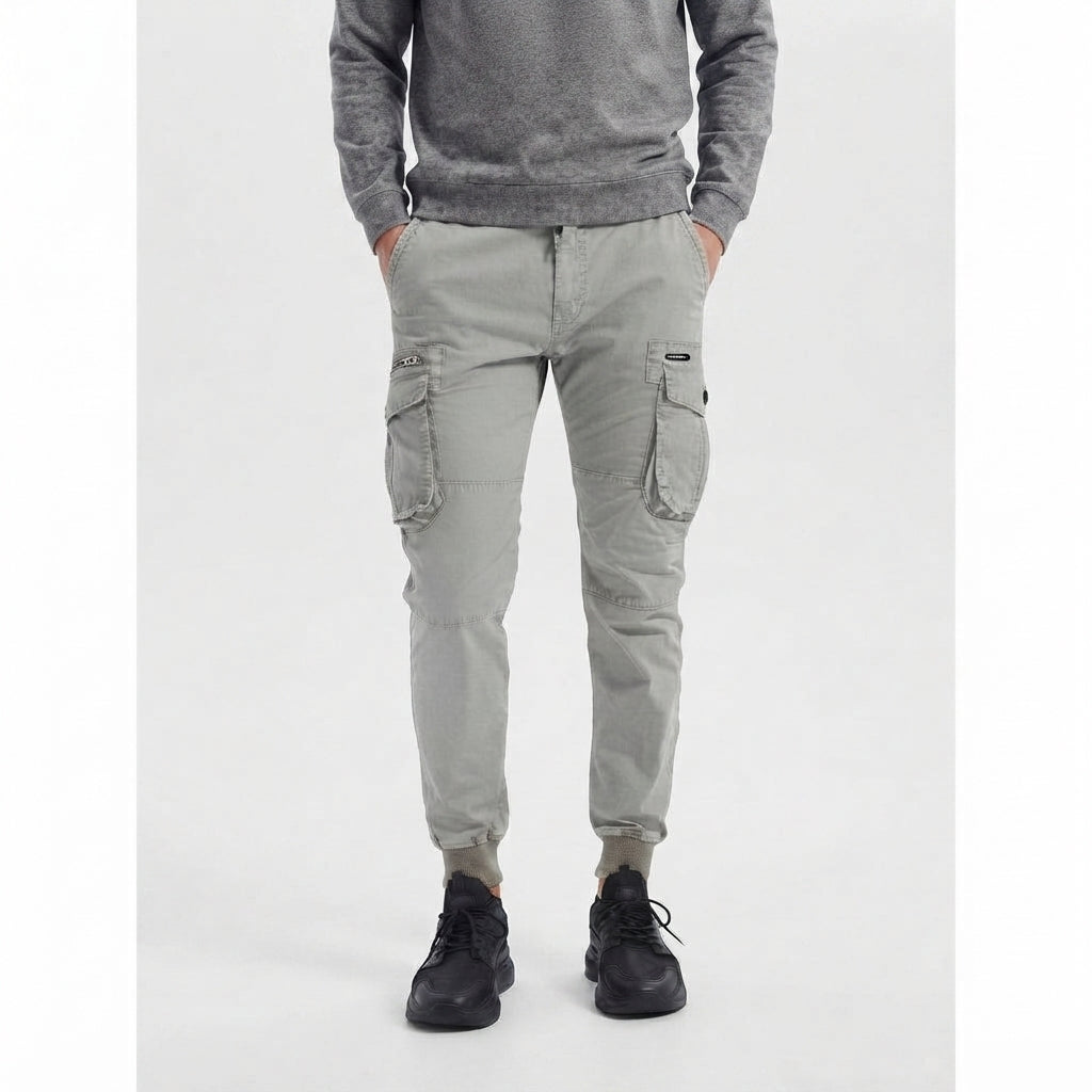 Slim Leg Cargo Trousers with Pockets for Men