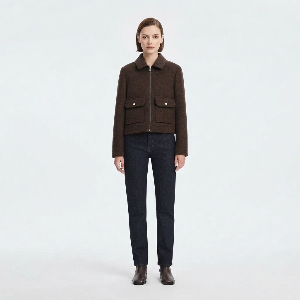 Women's Zip-Up Cropped Bomber Jacket