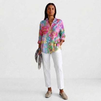 Women's Multicolor Floral Button-Down Shirt