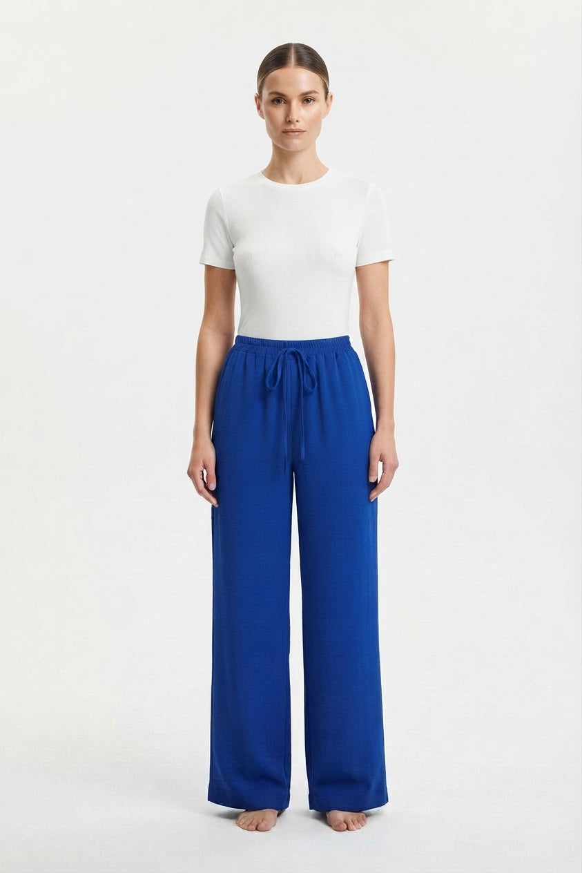 Women's Drawstring Wide-Leg Palazzo Pants with Pockets