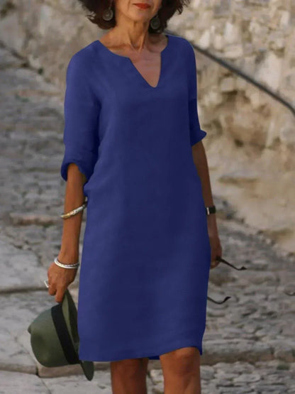 Women's Sophisticated Neckline Detail Midi Dress