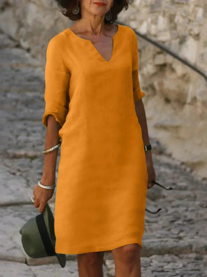 Women's Sophisticated Neckline Detail Midi Dress