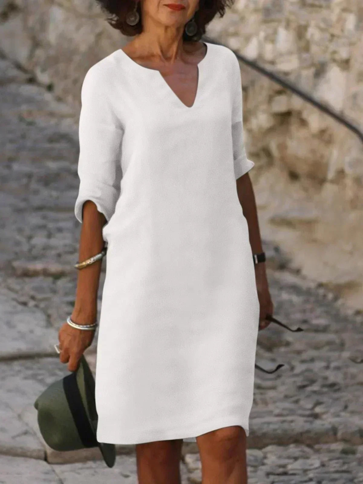 Women's Sophisticated Neckline Detail Midi Dress