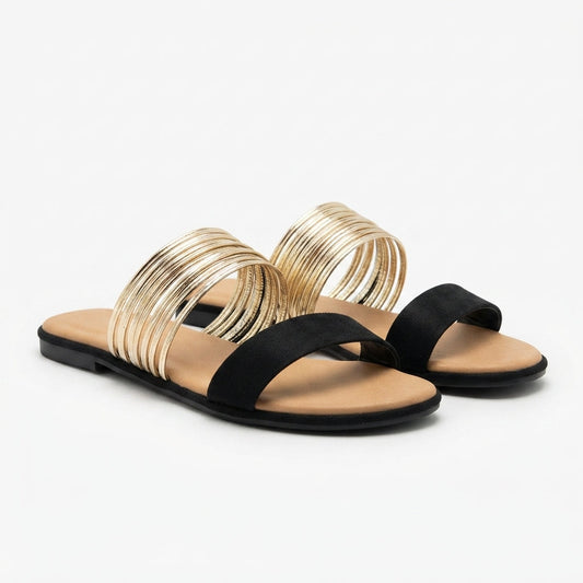 Women's Double-Strap Open-Toe Slide Flats