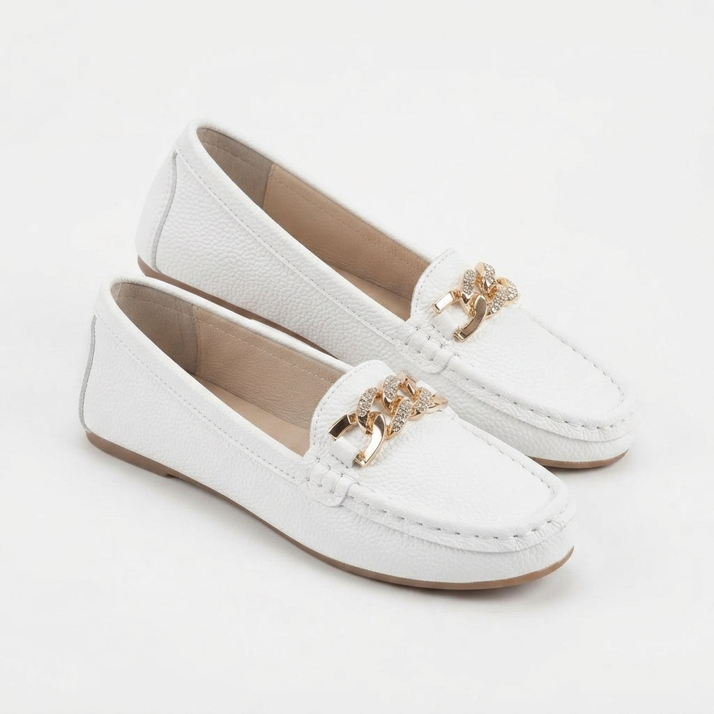 Women's Chain-Embellished Slip-On Loafers