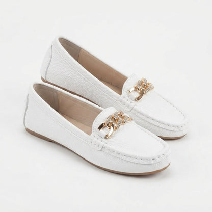 Women's Chain-Embellished Slip-On Loafers