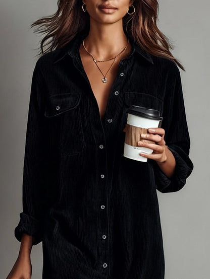Women's Long-Sleeve Button-Down Midi Dress