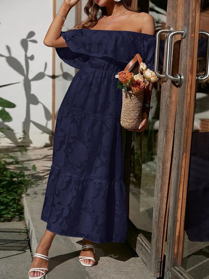 Women's Off-the-Shoulder Tiered Wedding Guest Maxi Dress