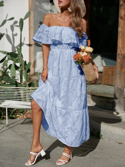 Women's Off-the-Shoulder Tiered Wedding Guest Maxi Dress
