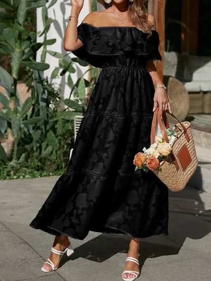 Women's Off-the-Shoulder Tiered Wedding Guest Maxi Dress
