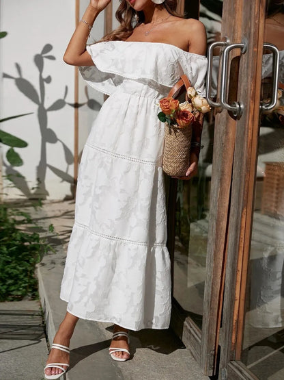 Women's Off-the-Shoulder Tiered Wedding Guest Maxi Dress