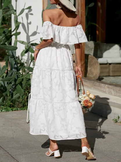 Women's Off-the-Shoulder Tiered Wedding Guest Maxi Dress