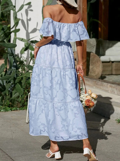 Women's Off-the-Shoulder Tiered Wedding Guest Maxi Dress