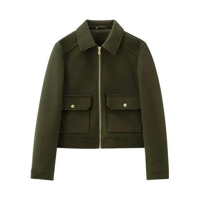 Women's Zip-Up Cropped Bomber Jacket