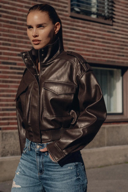 Women's Zip-Front Moto Biker Jacket