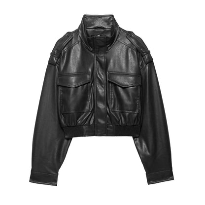 Women's Zip-Front Moto Biker Jacket