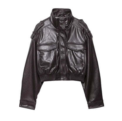 Women's Zip-Front Moto Biker Jacket